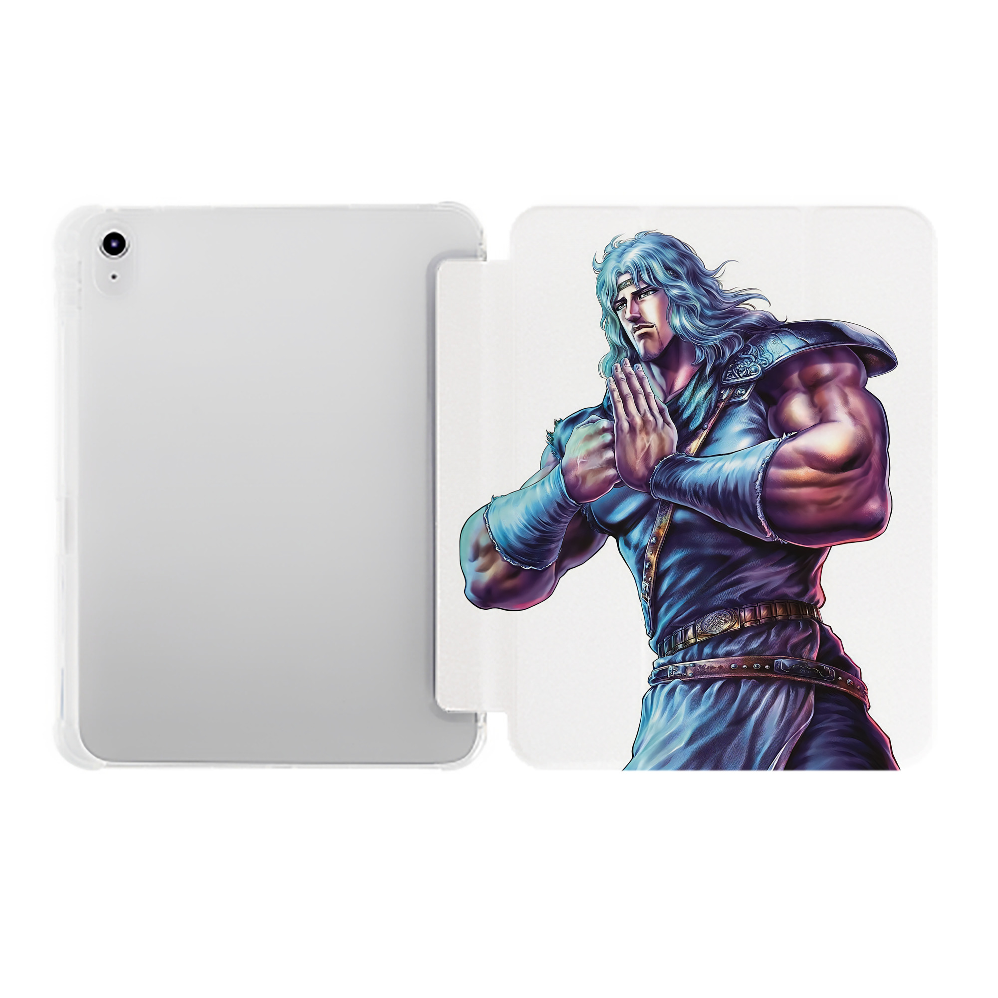 （画像用） 北斗の拳 Fist of the North Star IPad ケース ペン収納付き 三つ折りスタンド PUレザー×シリコン 対応機種9.5/10.5/10.9インチ